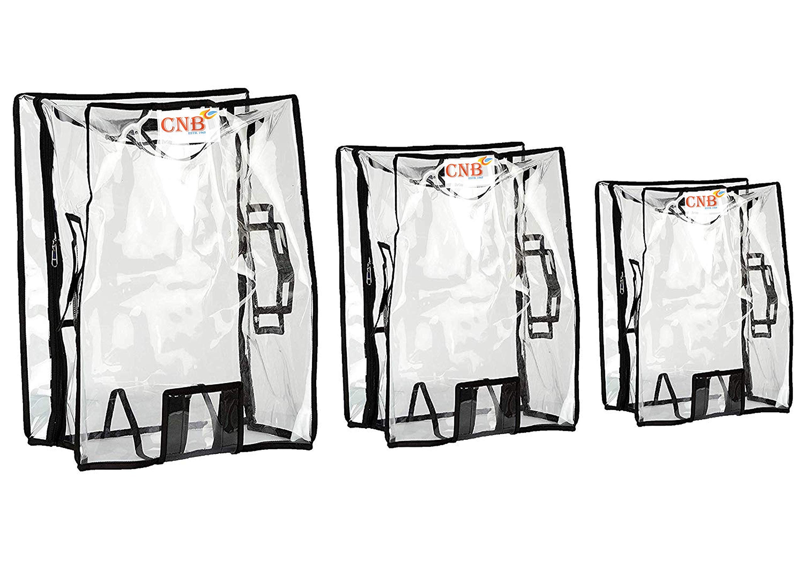 CNB Waterproof/Dustproof Suitcase Trolley Bag Cover for Hard and Soft Luggage with Zip_Transparent, Combo of 20 Inch & 20 Inch