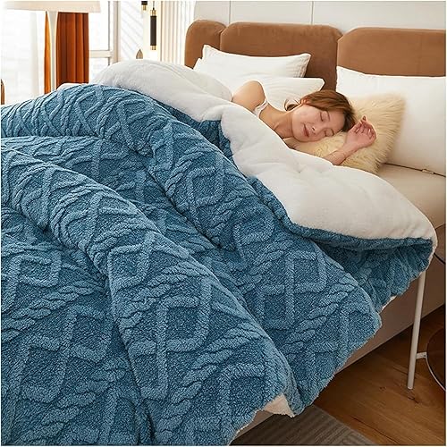 UE-MAOLU Edredón de tela de cachemira, edredón de invierno, manta de cachemira de cordero gruesa, edredón de cama suave y cálido, edredón grueso