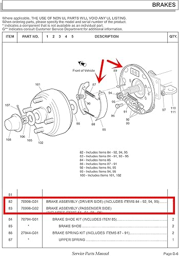 Miniatura 6 de Dr.Acces - Conjunto de freno para carrito de golf EZGO