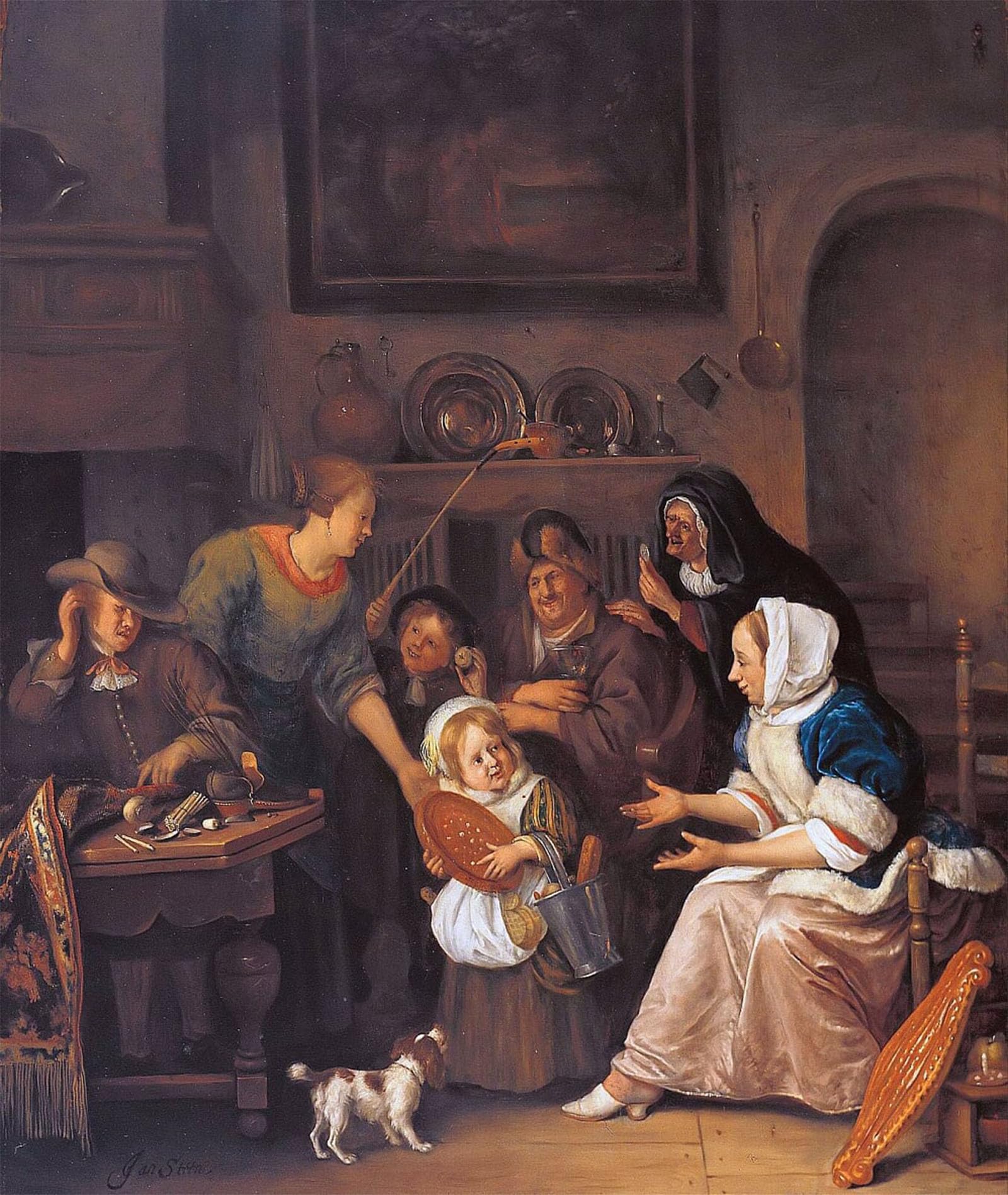 ARTXLXXBN Famous Art Print Poster Vintage Wall Art the Feast of Saint Nicholas by Jan Havickszoon Steen Canvas Art Poster for Home Decor 60x90cm
