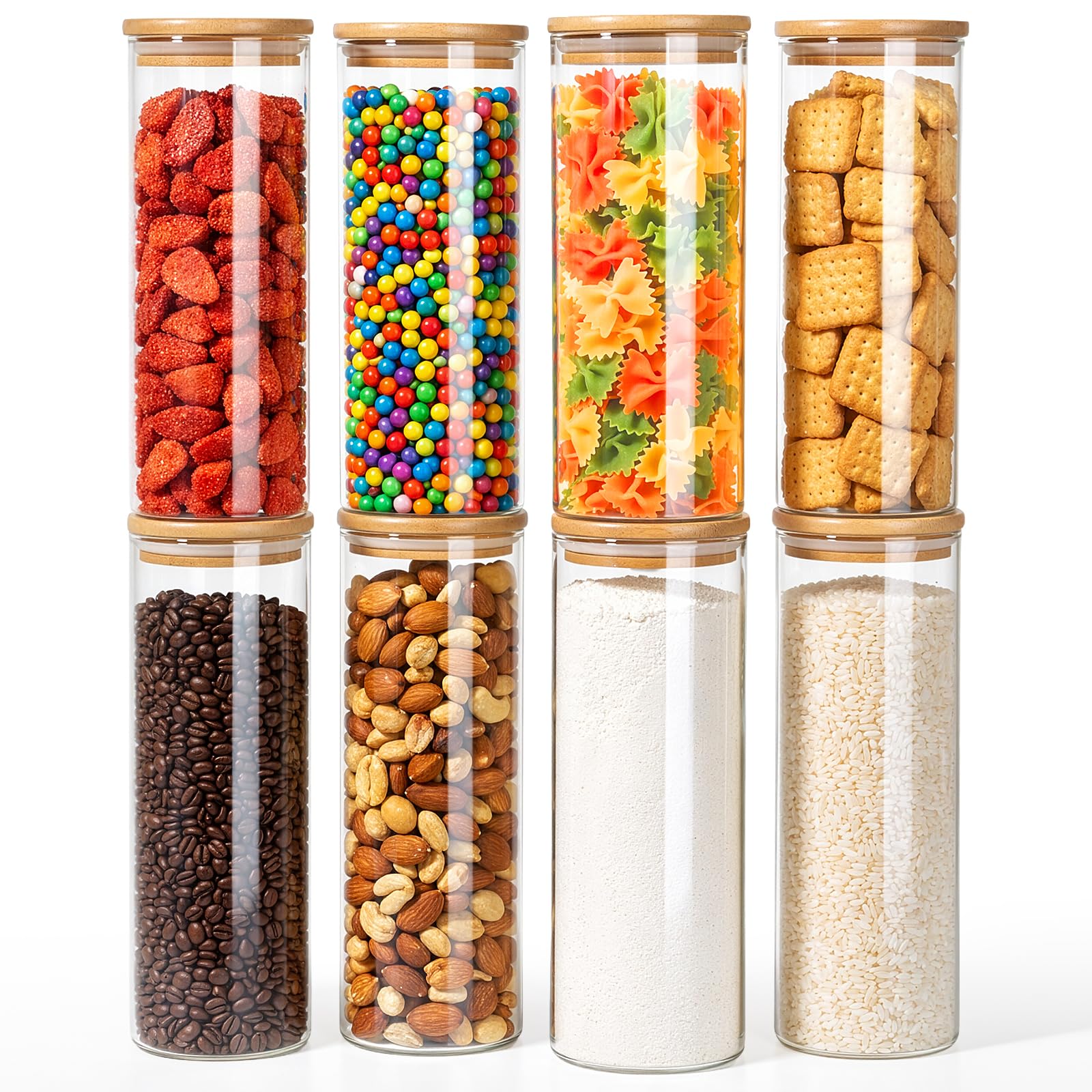 77L Stackable Glass Food Storage Containers with Lids Set of 8