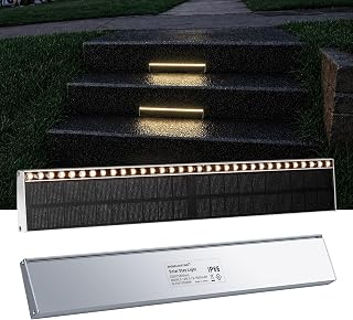 SHONELIGHTING Solar Step Lights Outside, 33 Focused LEDs, Stair Light, 2PK