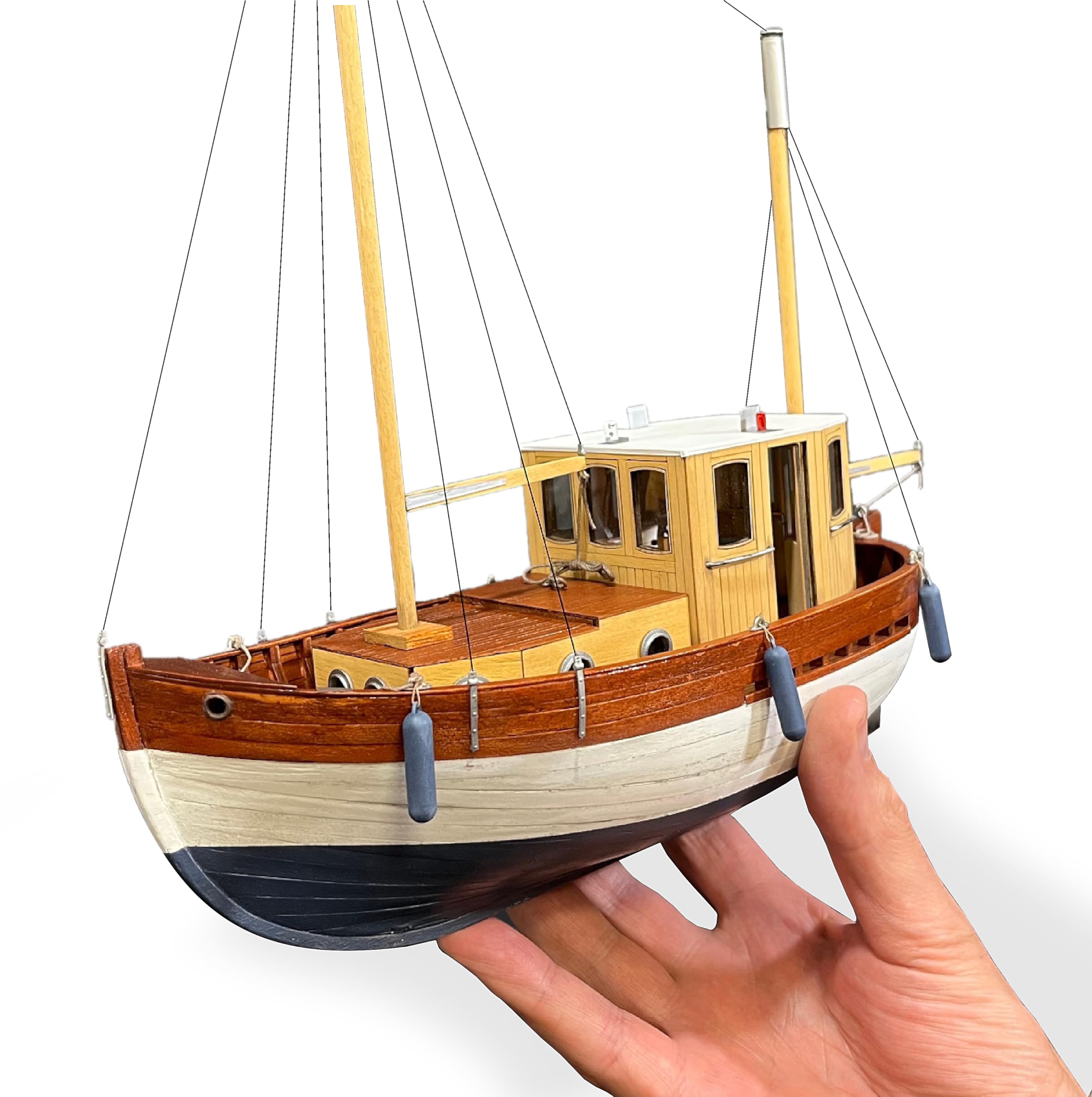 Fischerboot Heriette, Fischkutter als Laser Cut Bausatz aus Holz zum selberbauen im Maßstab 1:35