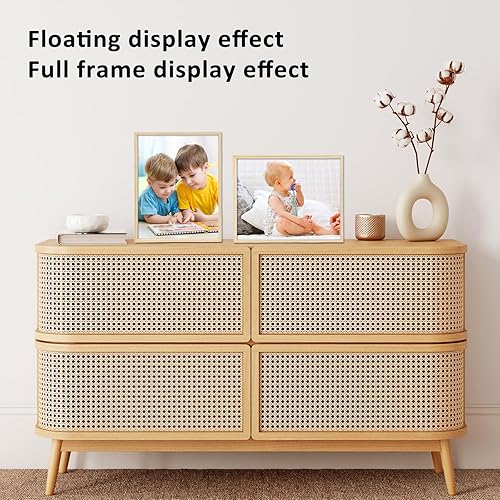Miniatura 6 de Fixwal Juego de 2 marcos flotantes de color madera original de 8 x 10 pulgadas, hecho de marco de madera maciza, diseño de doble cristal, pantalla