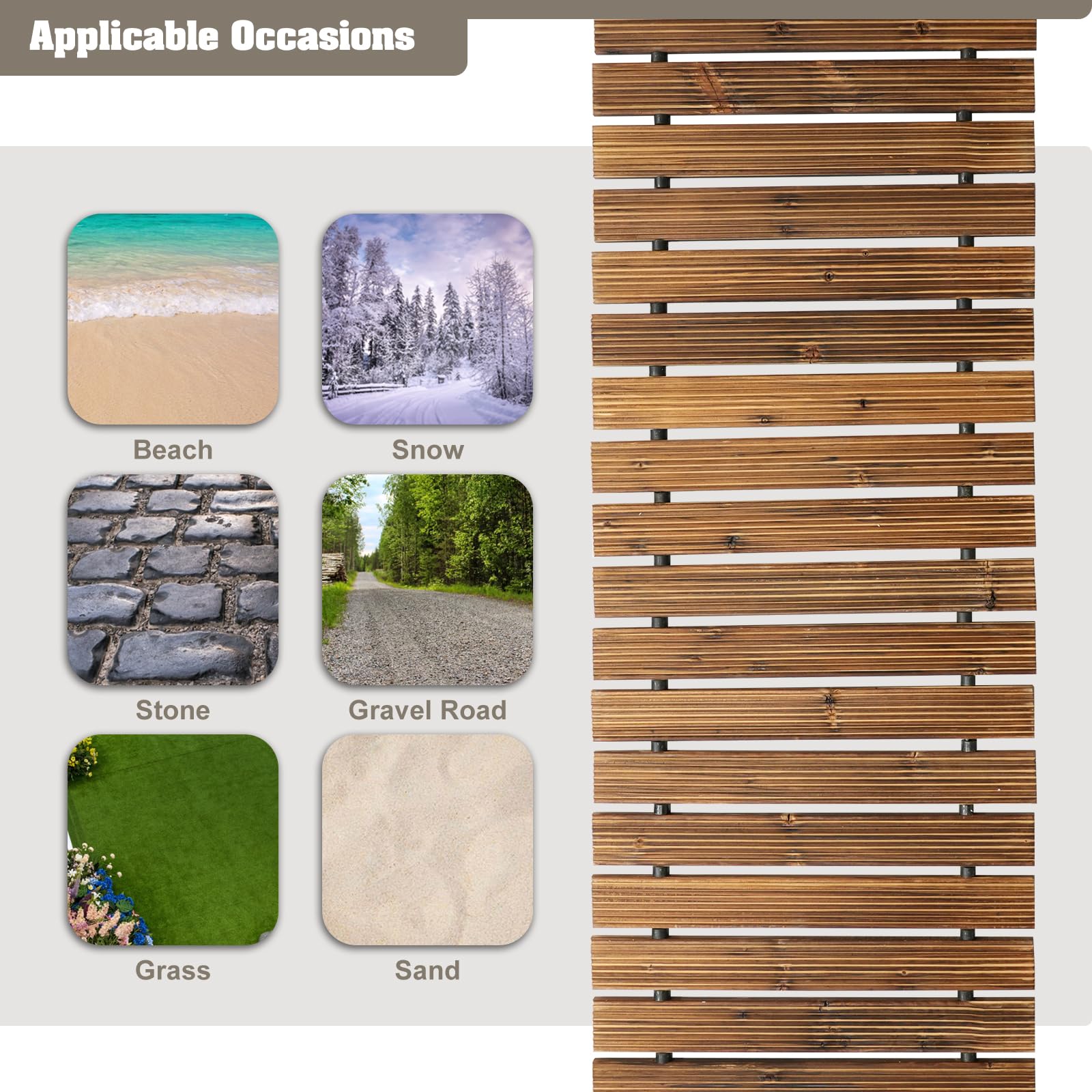Allée de jardin droite enroulable – Passerelle extérieure de 1,8 m avec surface antidérapante pour chemin rustique décoratif pour terrasse extérieure, jardin
