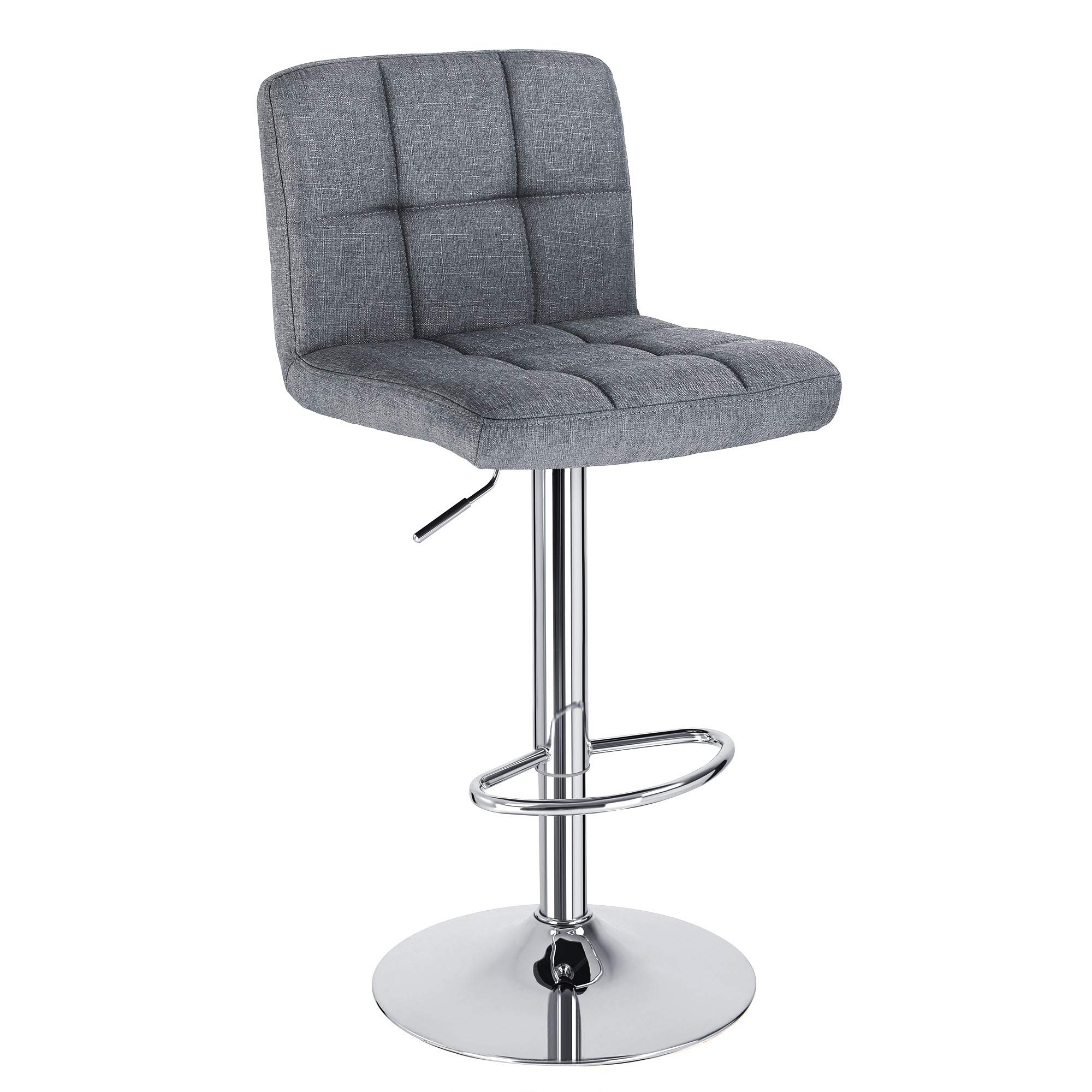 SONGMICS Bar Stools Set of 2, Height Adjustable Bar Chairs with Linen