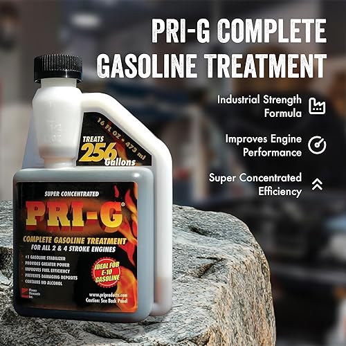 Miniatura 2 de Estabilizador de combustible: tratamiento concentrado de combustible de gasolina para motores de 2 y 4 tiempos para tratar 256 galones. PRI-G
