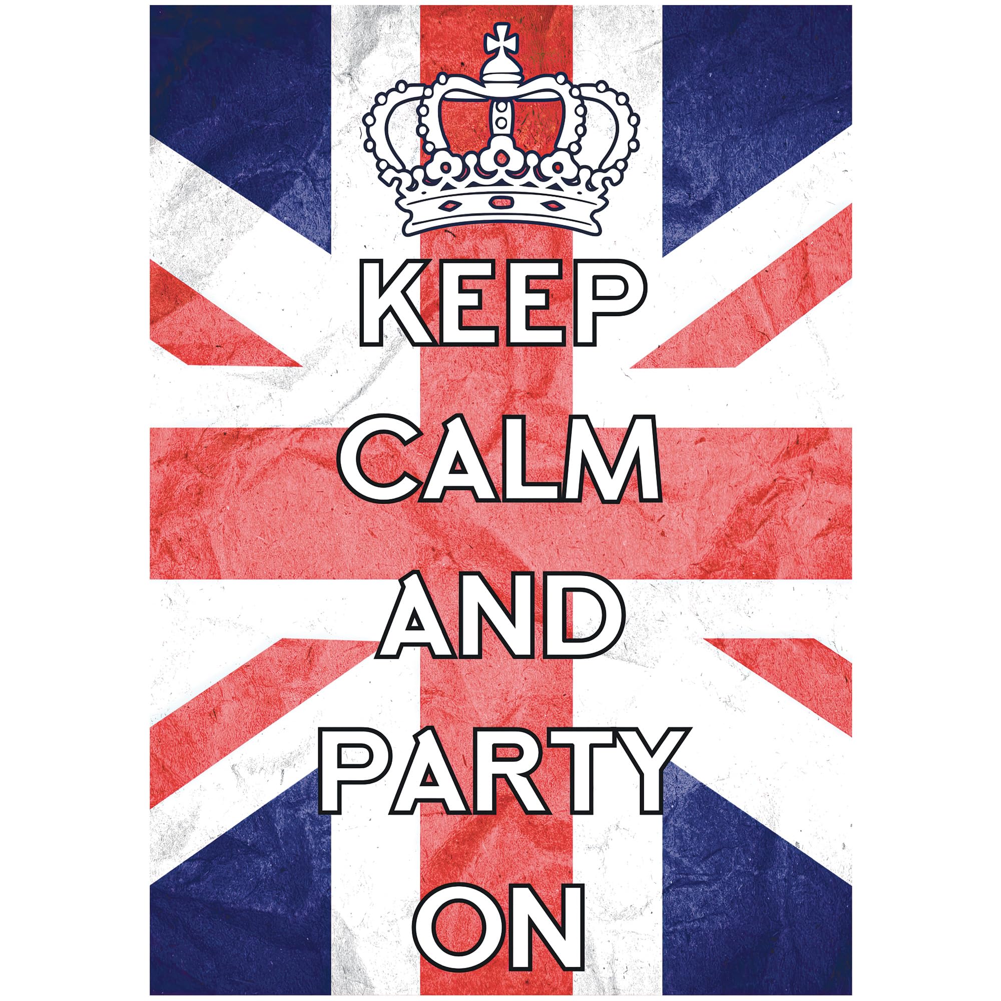 Star Cutouts RD081 Keep Calm & Party On Posters, 6 Pack Cardboard Cut Out Height 44cm, Ideal for British Theme Parties