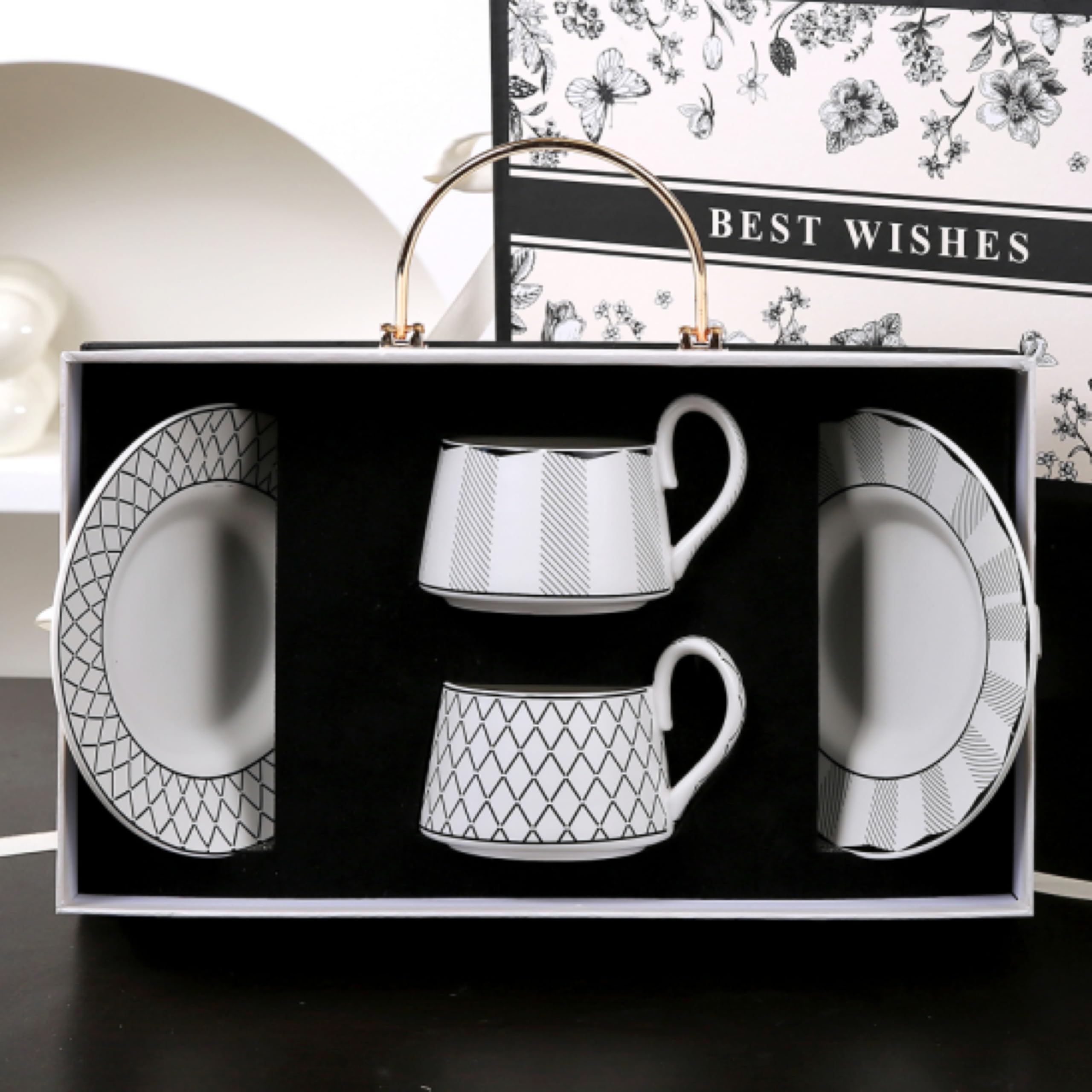 kubek do kawy - ceramiczny kubek do kawy do domu popołudniowa herbata kwiat herbata filiżanka 300 ml idealny do cappuccino i latte, idealny na popołudniowe spotkania herbaciane i różne okazje
