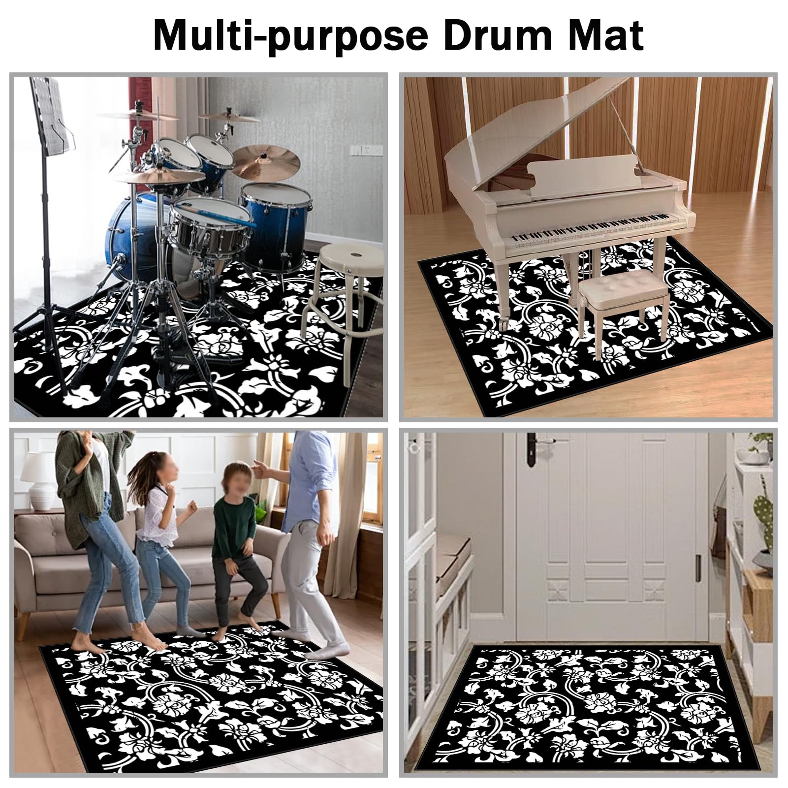 Tappetino Insonorizzato Batteria Drum Tappetino per Batteria e Percussioni Tappeto a Tamburo Tappeto per Batteria Elettrica Tappeto per Batteria Acustica Tappeto Antiscivolo Batteria 230 x 200 cm