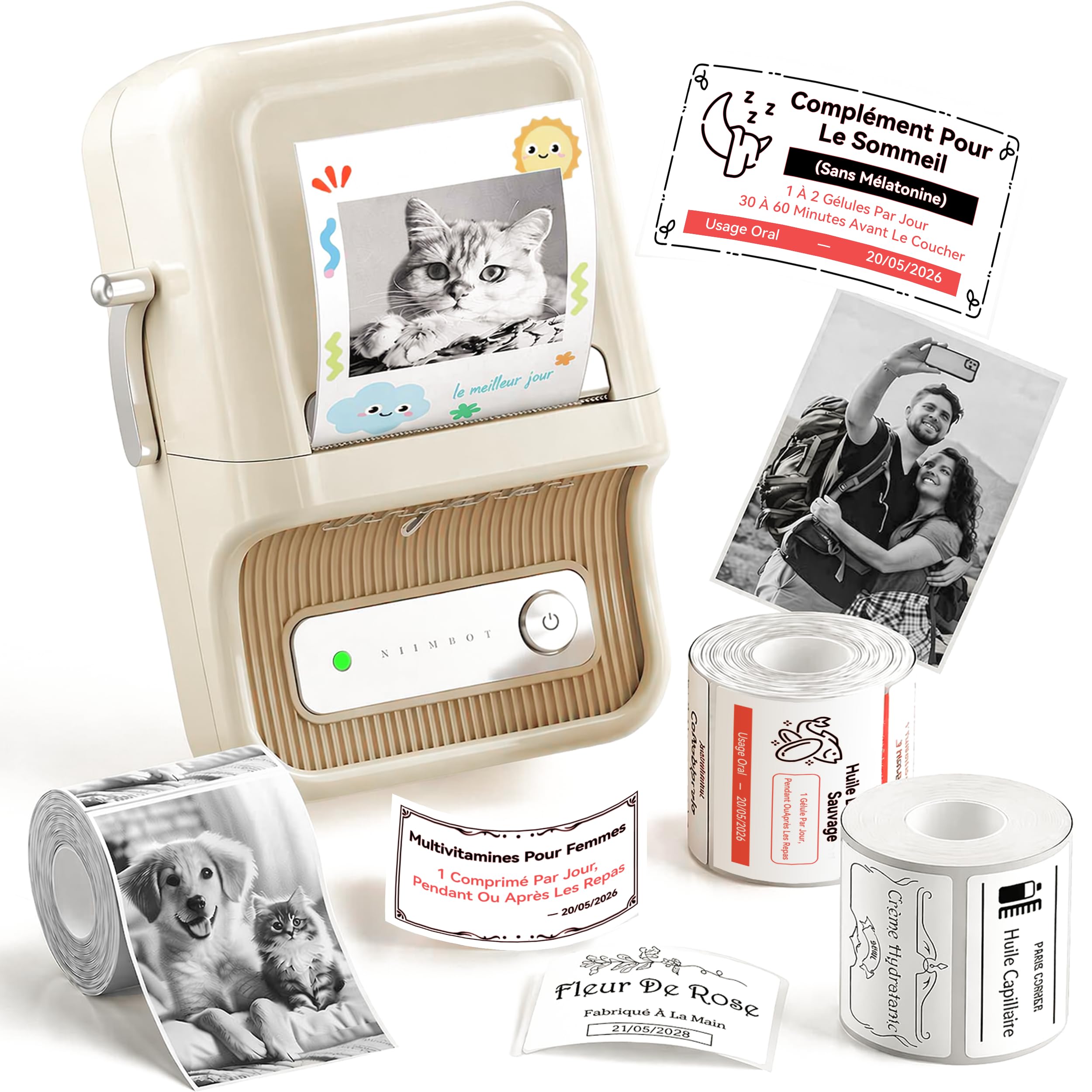 NIIMBOT B21 Pro Pack Économique 3 Rouleaux d’Étiquettes, 300 DPI, Blanc