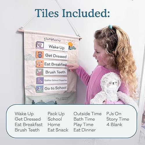Miniatura 4 de Slumberkins Horario visual de 18 piezas para niños Herramienta visual reversible para enseñar rutinas diurnas y nocturnas en casa y escuela para