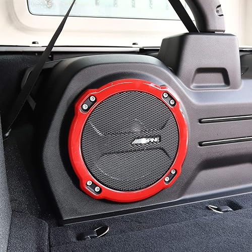 Miniatura 6 de JeCar Cubierta para altavoz de subwoofer de tronco, accesorios interiores de ABS compatibles con Jeep Wrangler 2018-2023 JL JLU Rubicon, rojo