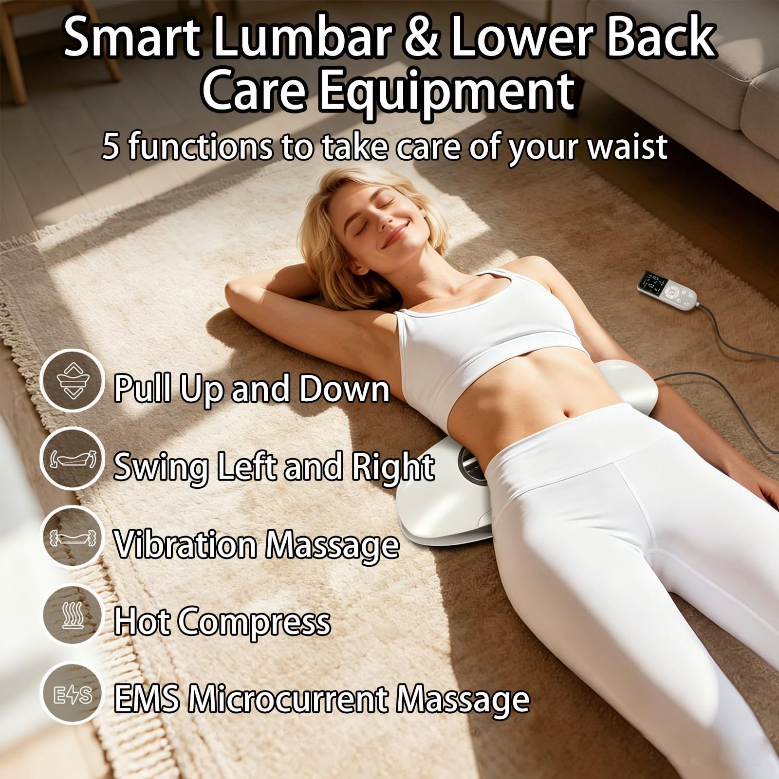 Lenden Zugmassagegerät mit Wärme und Vibration, Lendenwirbel massagegerät mit Luftkissen Hub und Krümmungsfunktion, 2026 Upgrade Rückenmassagegerät unterer Rücken für Muskelentspannung