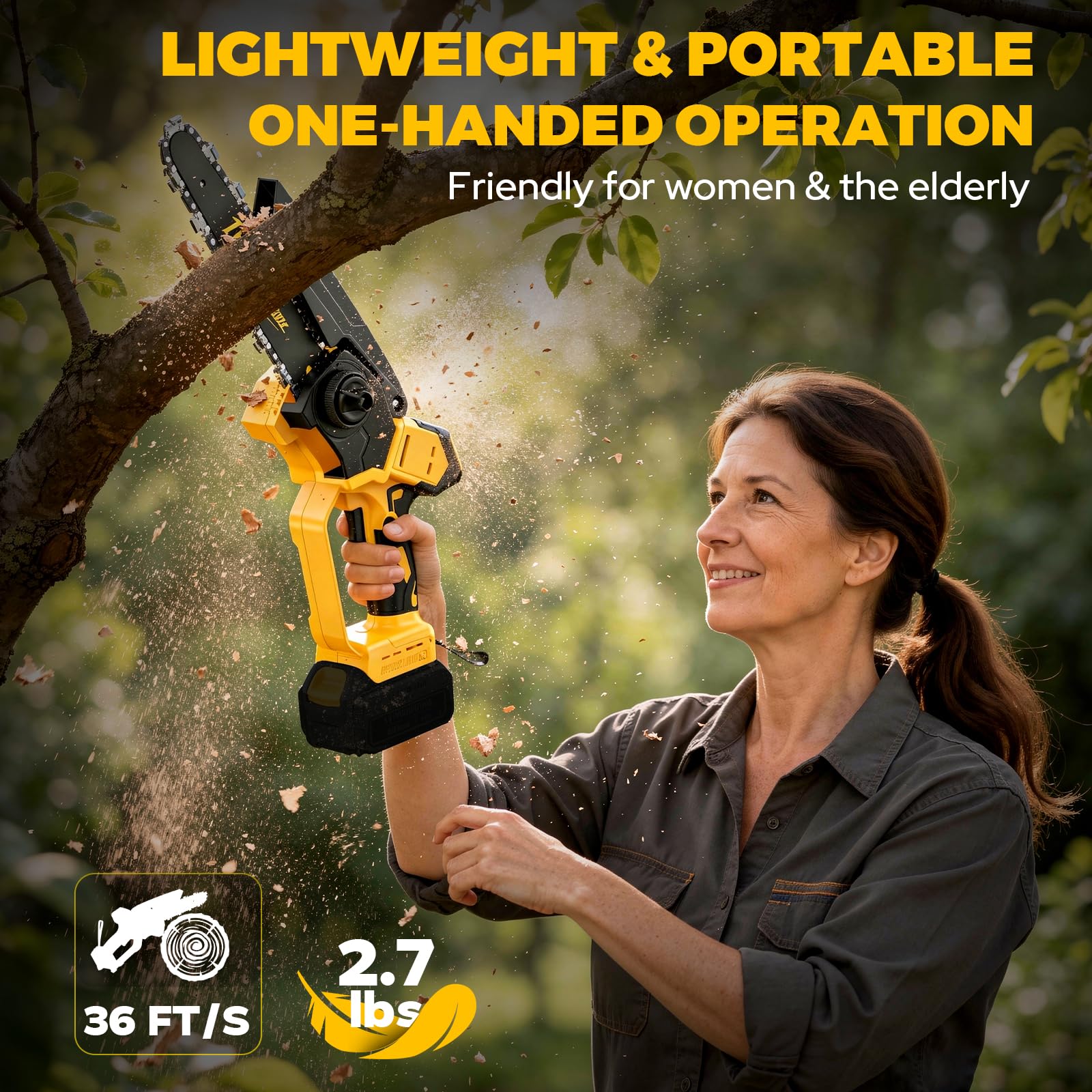 Mini motosierra inalámbrica compatible con batería Dewalt de 20 V máximo, motosierra eléctrica pequeña de 6 y 8 pulgadas, sin escobillas, engrasador automático, sierra de árbol de poda de mano, regalo