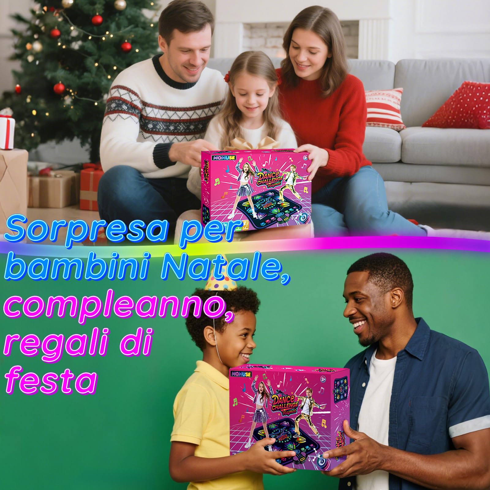 MOMUSE Tappetino da Ballo per Bambini, 2 modalità, Tappeto Musicale | Display Illuminato e 9 Livelli, Volume a 5 Livelli, Giocattolo Regali Compleanno per Ragazzi Ragazze 3 4 5 6 7 8