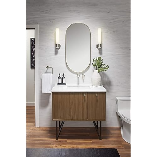 KOHLER 26051-BNL Essential 20" x 40" Capsule Wall Mirror, Large Capsule Bathroom Mirror, Vanity Mirror with Frame, Brushed Nickel