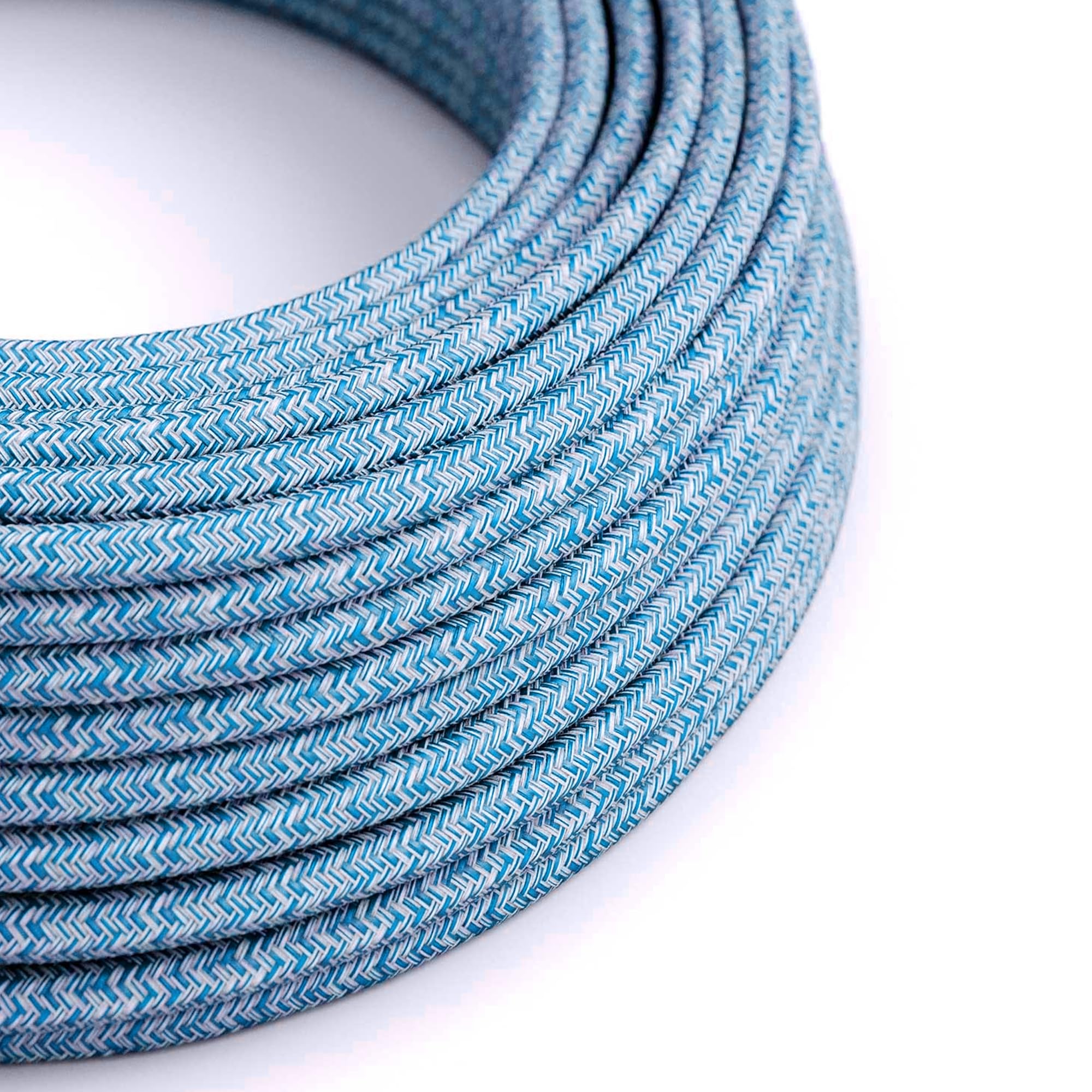LEDSone 5 Meters Blue Multi Tweed Vintage Colour Braided Flexible Cable, 3 Core Round Fabric Electrical Cable Wire for Multiple uses in Lamps, Old Antique Lamp, Pendants Lights, Other Appliances