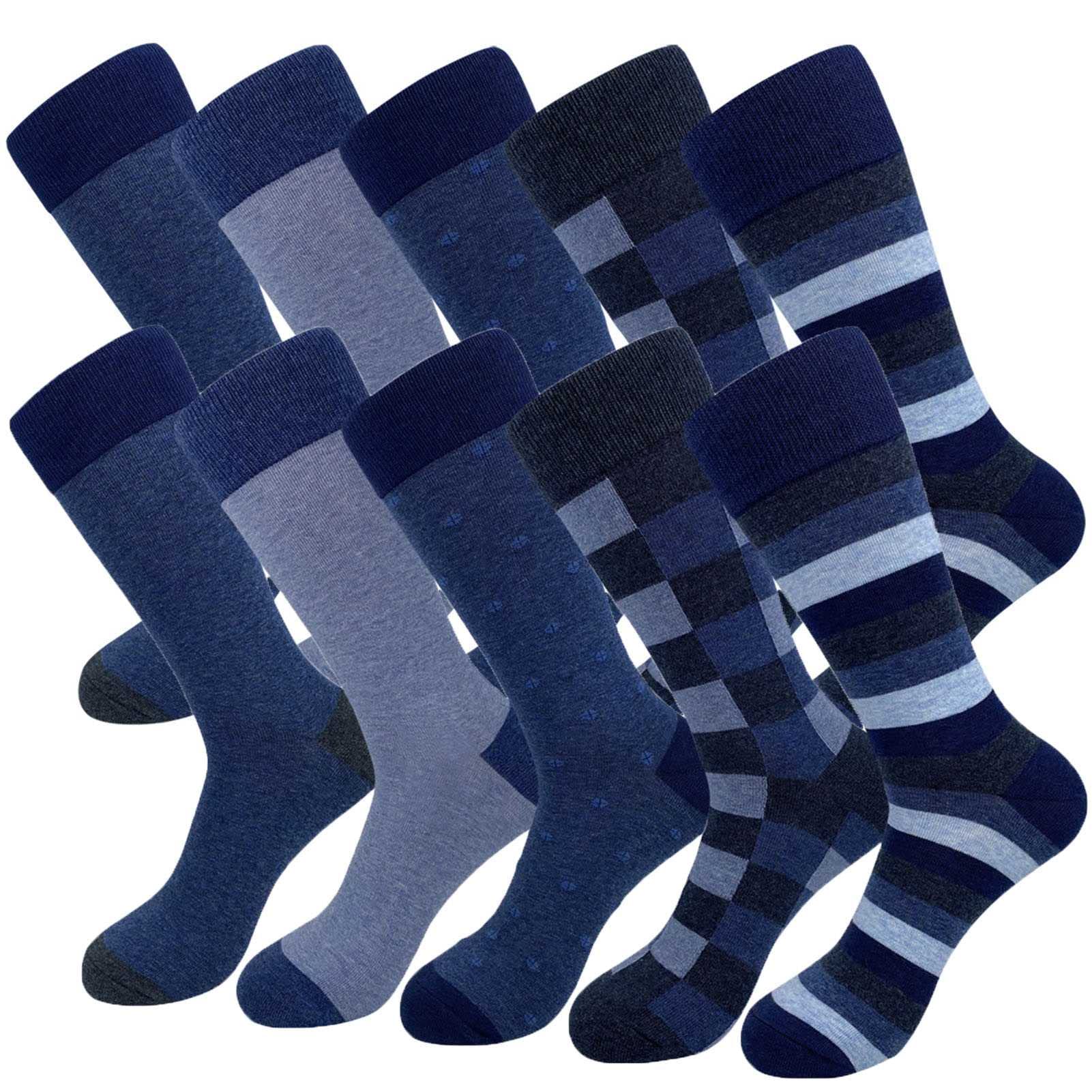Gigesute Mens Dress Socks,Cotton Socks for Men Colorful 10 Pack