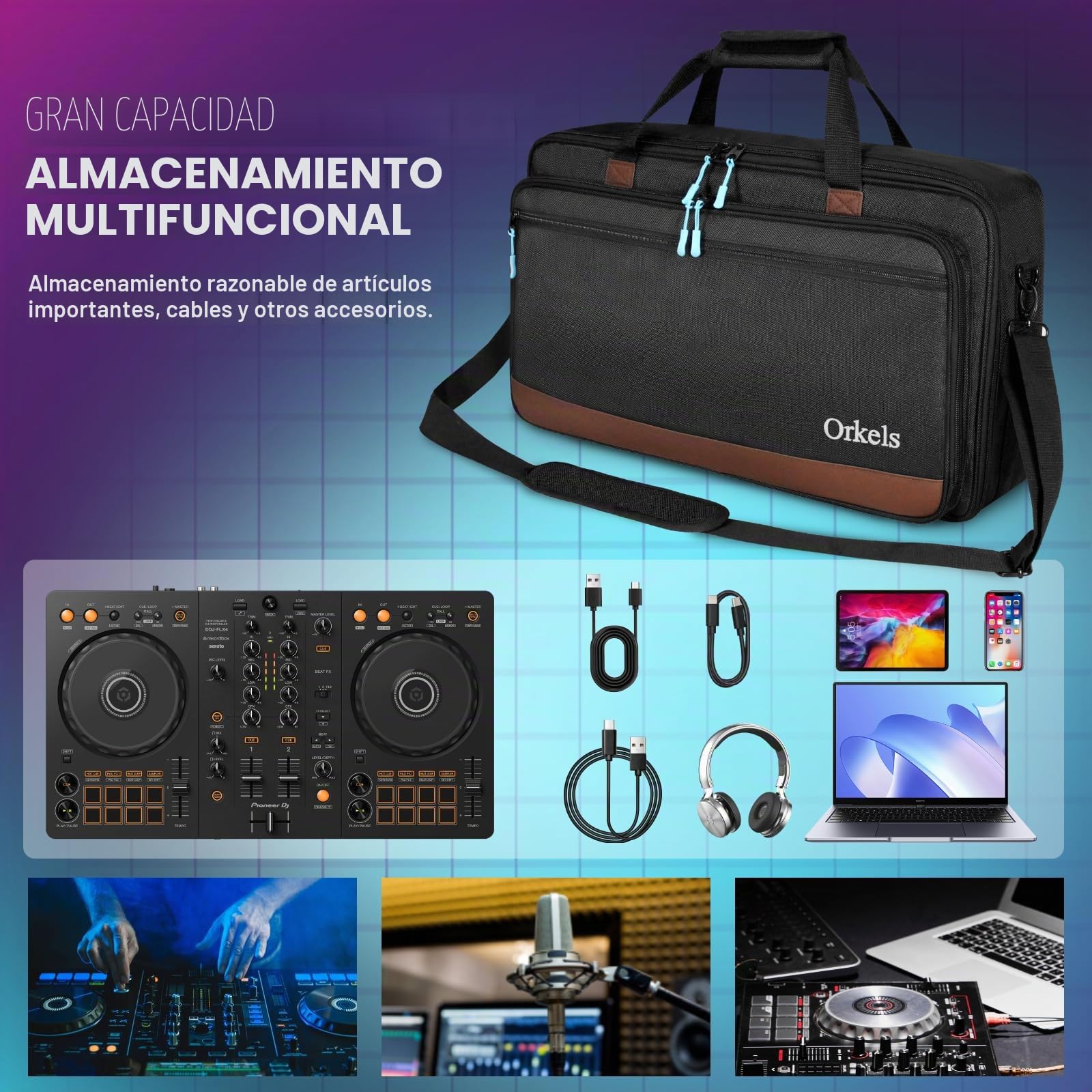 SUNDOY Funda para controlador de DJ Pioneer/Demo/Numark/Hercules, Black, S-55x12x32-CM, Bolsa de transporte para controlador de DJ