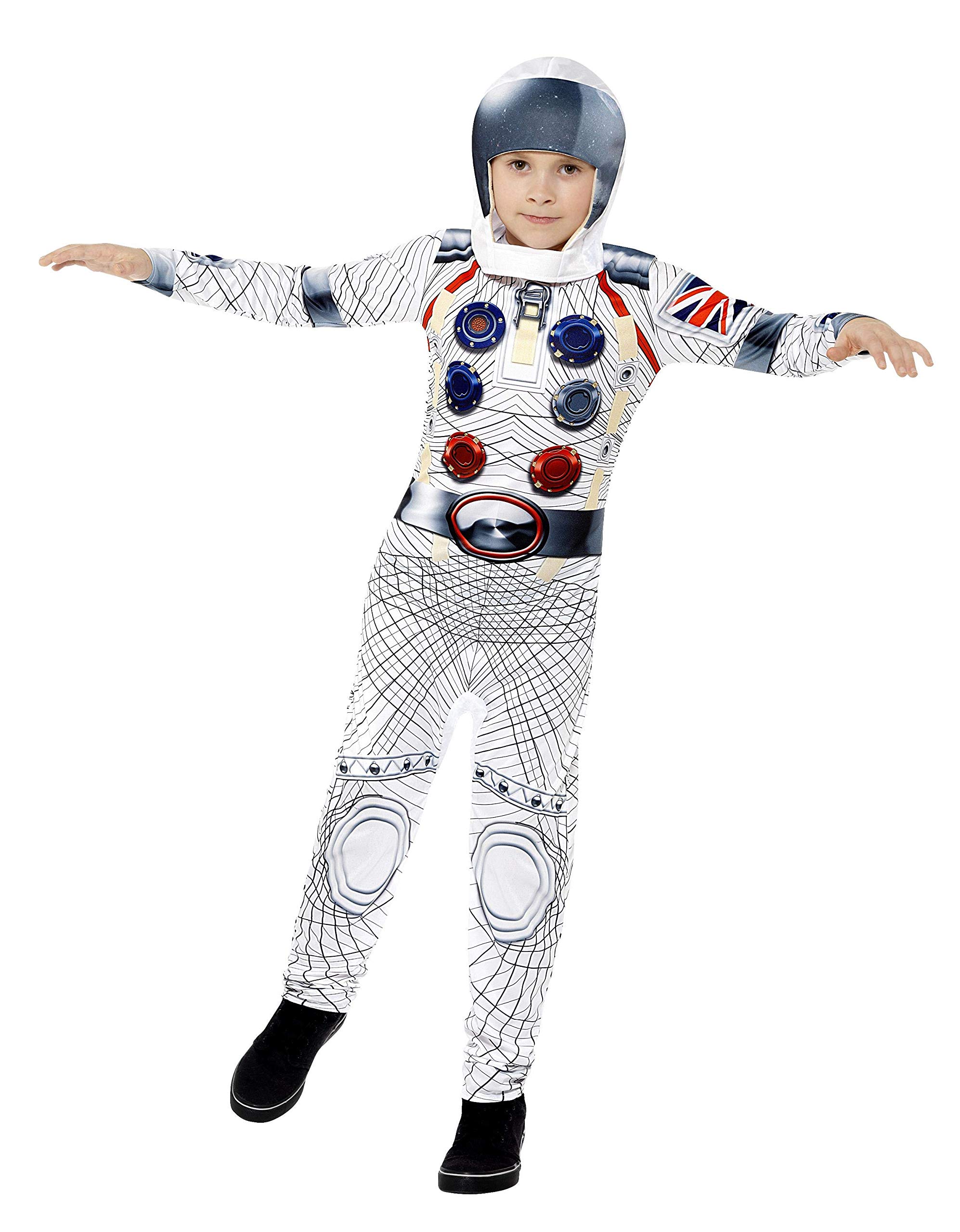 Smiffys Deluxe Spaceman Costume, White with Jumpsuit & Headpiece, Digital Print, Boys Fancy Dress, Child Dress Up Costumes
