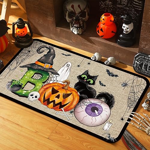 Miniatura 5 de Ceenna Tapete de Halloween para puerta al aire libre, 27.6 x 15.7 pulgadas, tapete de bienvenida para puerta delantera de Halloween, tapete de
