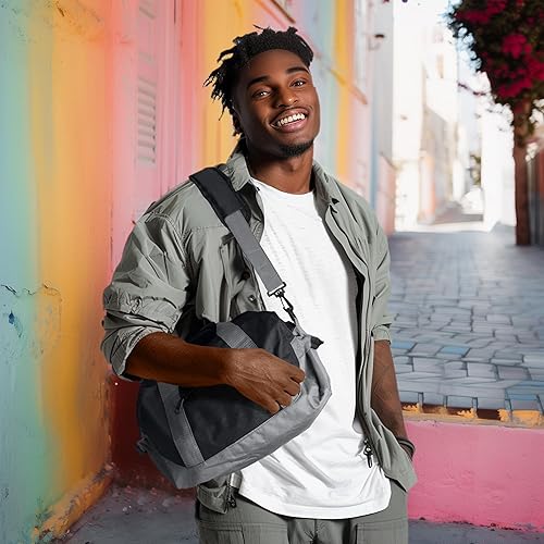 Miniatura 3 de Bolsa tipo marinero Dalix. Bolsa tipo saco marinero pequeño en dos tonos para gimnasio, 14 pulgadas