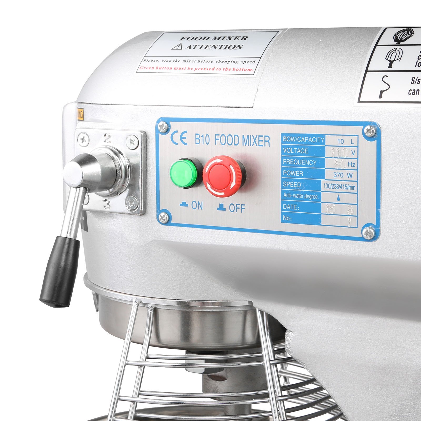 Maxwolf Commercial Food Mixer Stand Food Mixer Dough Mixer 10 Quart Heavy Duty Food Processor