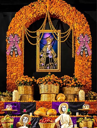 Miniatura 5 de Hying 2 rollos de cintas mexicanas de los días de los muertos para lazos de corona, cintas mexicanas con borde con alambre, cinta de arpillera