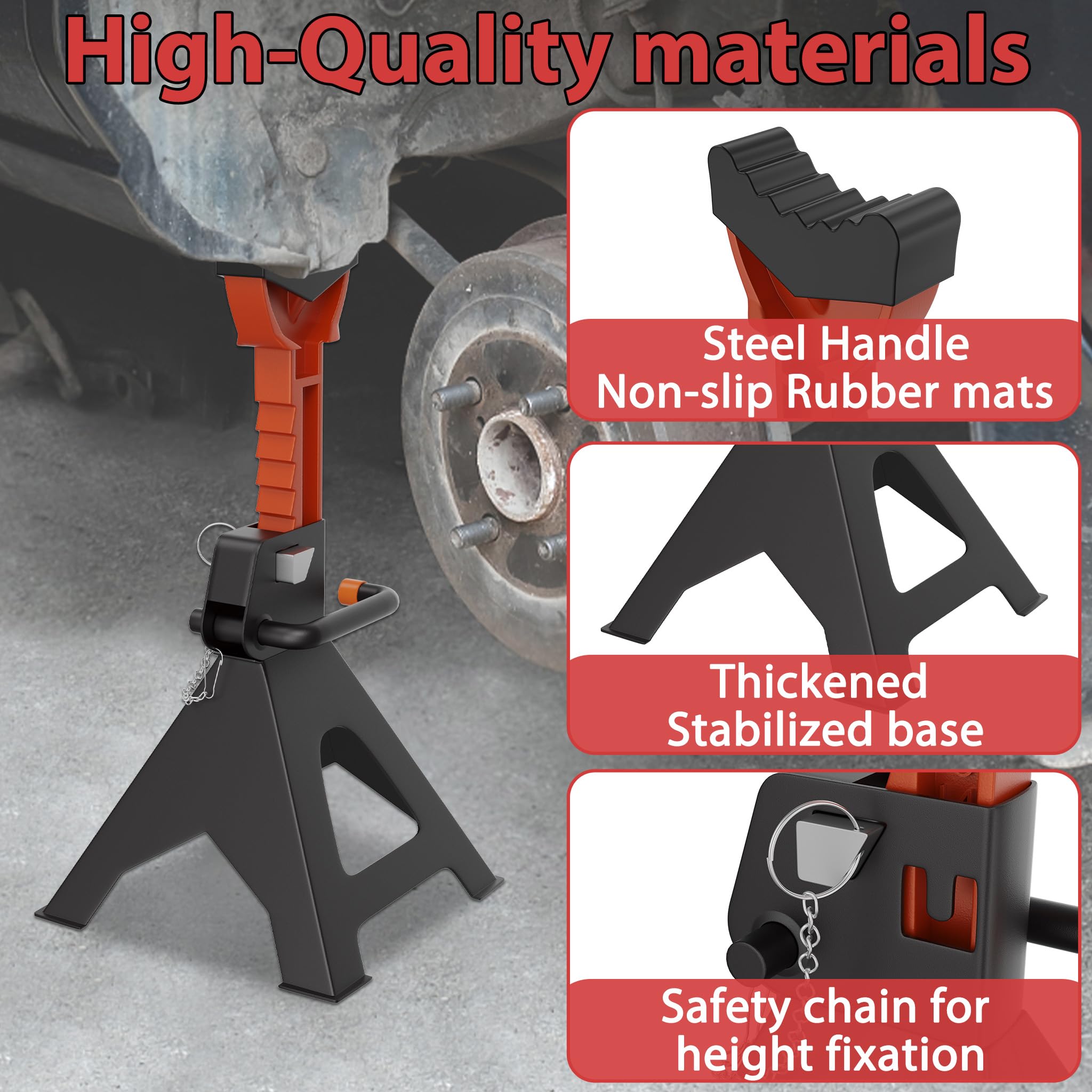 UISEBRT Unterstellböcke Höhenverstellbar 28-42 cm, Profi Reifenwechsel Abstellbock, 3 T Tragkraft, Stützbock Ständer mit Sicherungssplint und Gummiauflagen, für PKW, LKW und Wohnmobile, 4 Stück