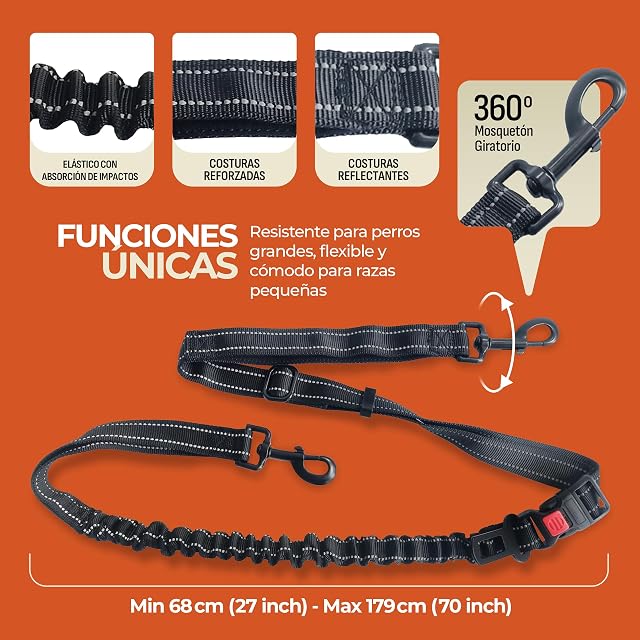Foto 6 de 8 de PORTENTUM Correa para Perro Manos Libres Deportiva 68–179 cm - Ideal para Correr, Senderismo y Paseos Activos