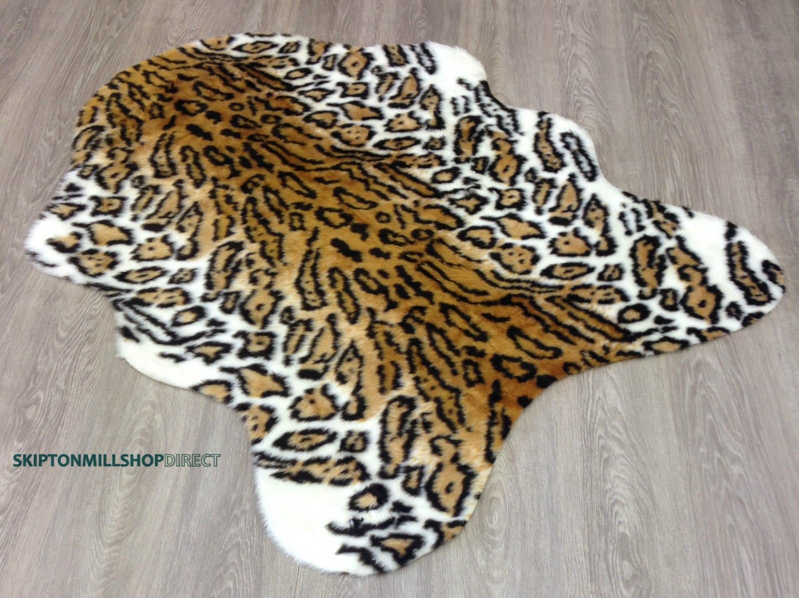 ANIMAL HIDE FAUX FUR RUGS SOFT NON SLIP WASHABLE JAGUAR DESIGN 70CM X 100CM