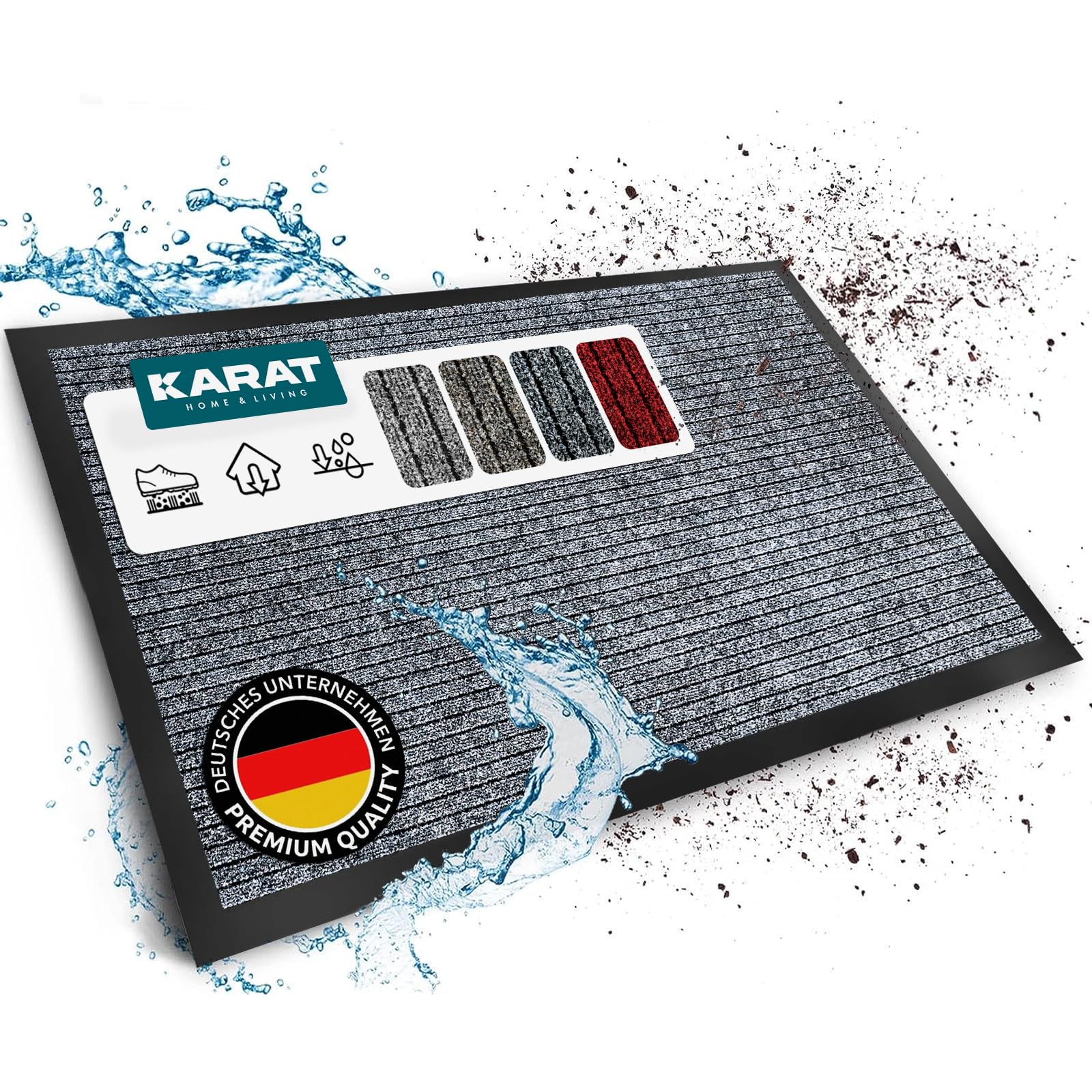 Karat Charcoal Dura Dirt Trapper Mat, 66 X 120 Cm, Anthracite, Doormat With Non-Slip Backing, Door Mat For Entrance Area, Doormat