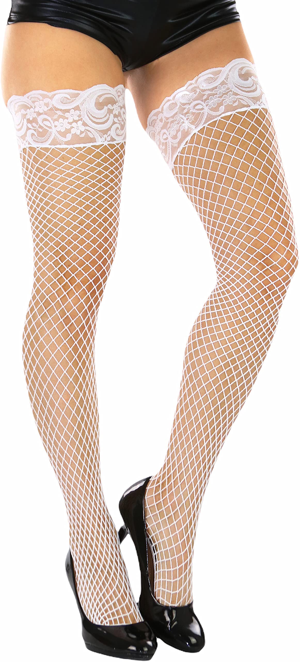 ToBeInStyle Women’s Vibrant Large Net Fishnet Thigh High Elastic Nylon Novelty Stockings
