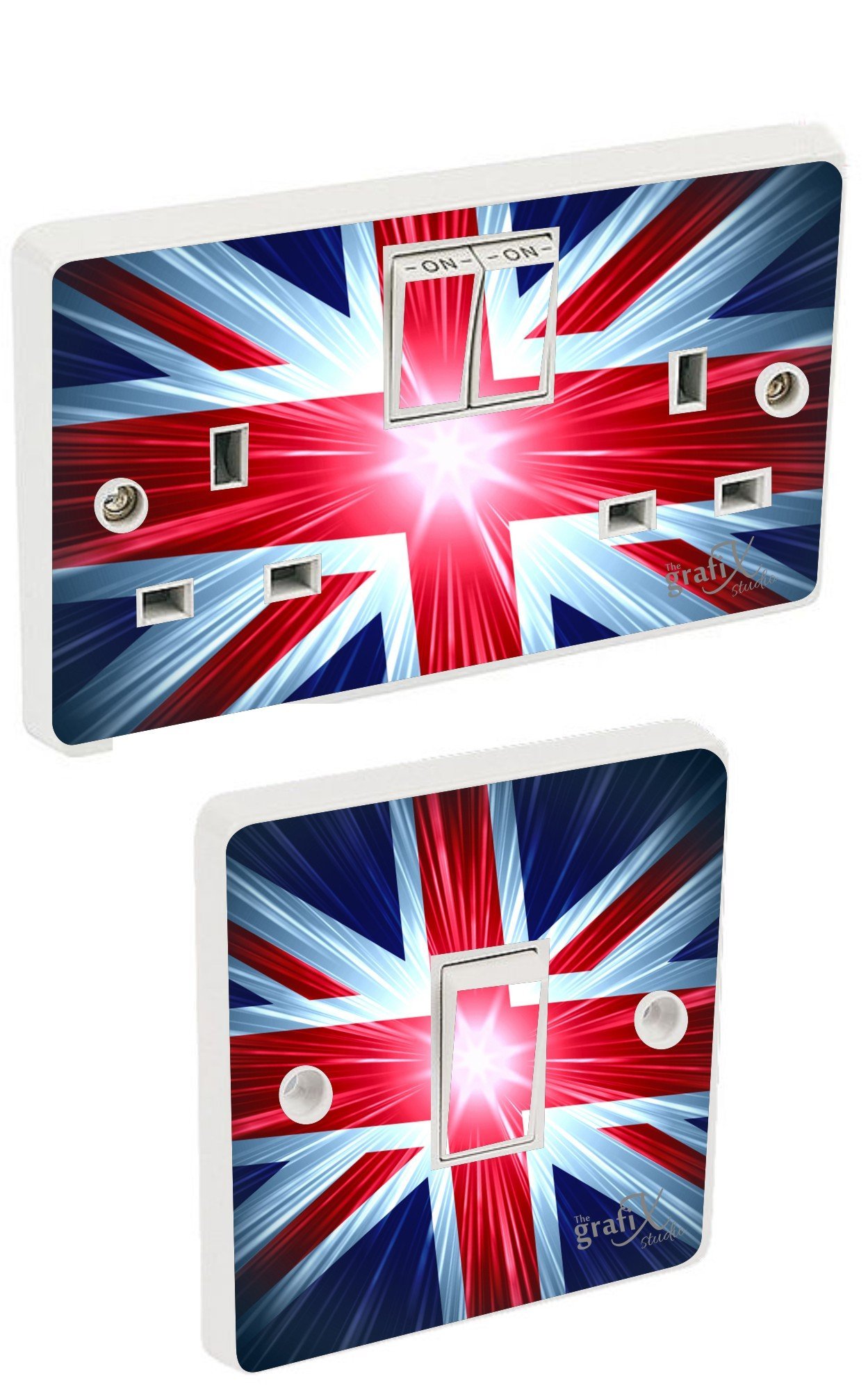 the grafix studio Union Jack Light Switch & Double Socket Sticker Vinyl/Skin cover sosw32
