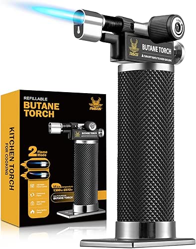 RAVS Butane Torch Lighter, DUAL Flame Mode Kitchen Torch, Refillable