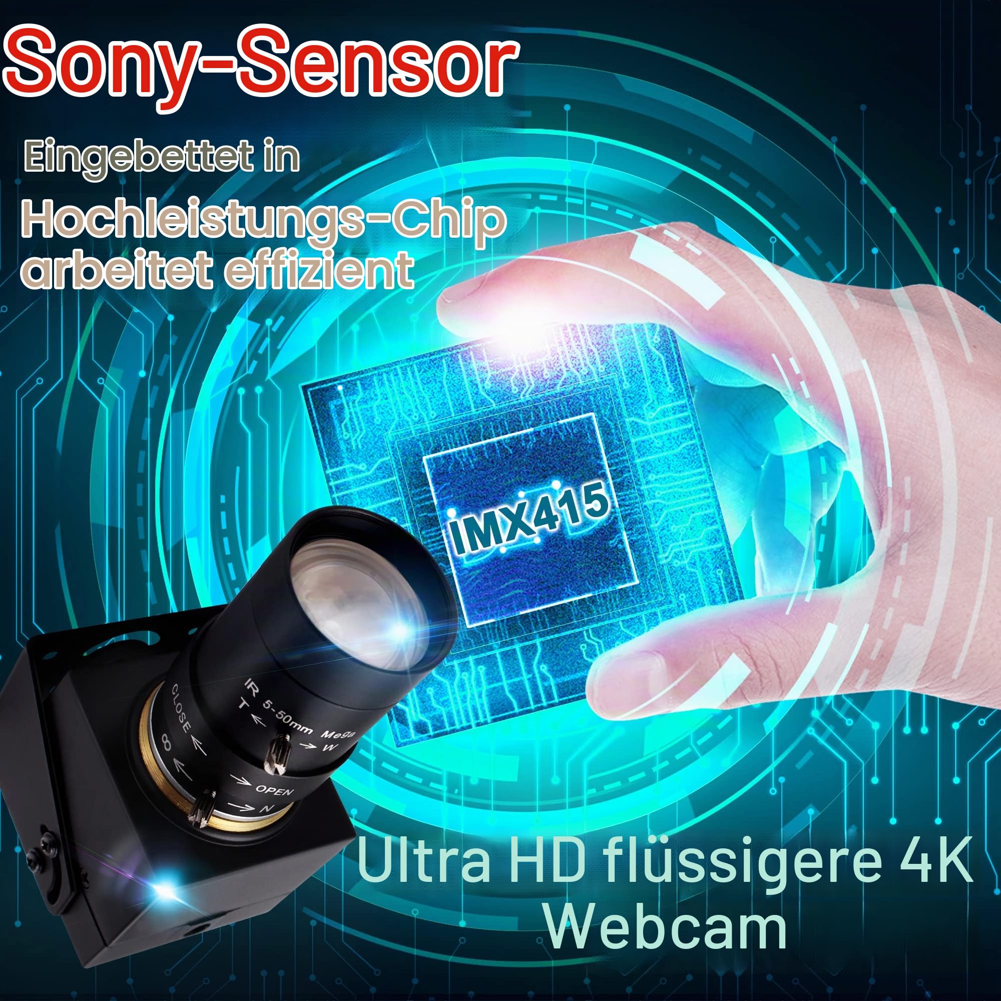ELP USB Kamera 4K mit 5–50 mm 10-Fach optischem Zoomobjektiv 2160P OpenCV Nahaufnahme Zoom hinein und heraus Webkamera Videokonferenzkamera für Computer Laptop Jetson Nano Raspberry Pi