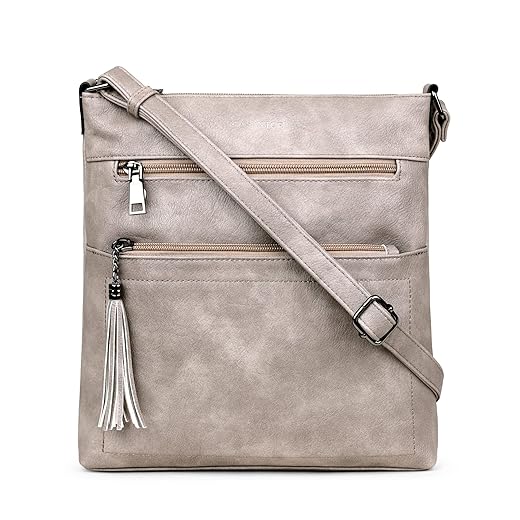 MASINTOR Crossbody Purses for Women, Multi Pocket Casual Crossbody Bag, Adjustable Strap Shoulder Bag with Tassel
