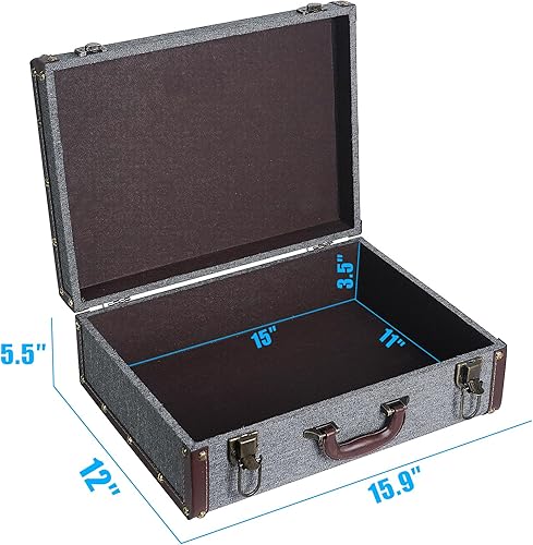 Miniatura 2 de DreamsEden Caja de almacenamiento decorativa de madera con asa, decoración rústica, maleta de madera, cofre del tesoro, caja de recuerdo