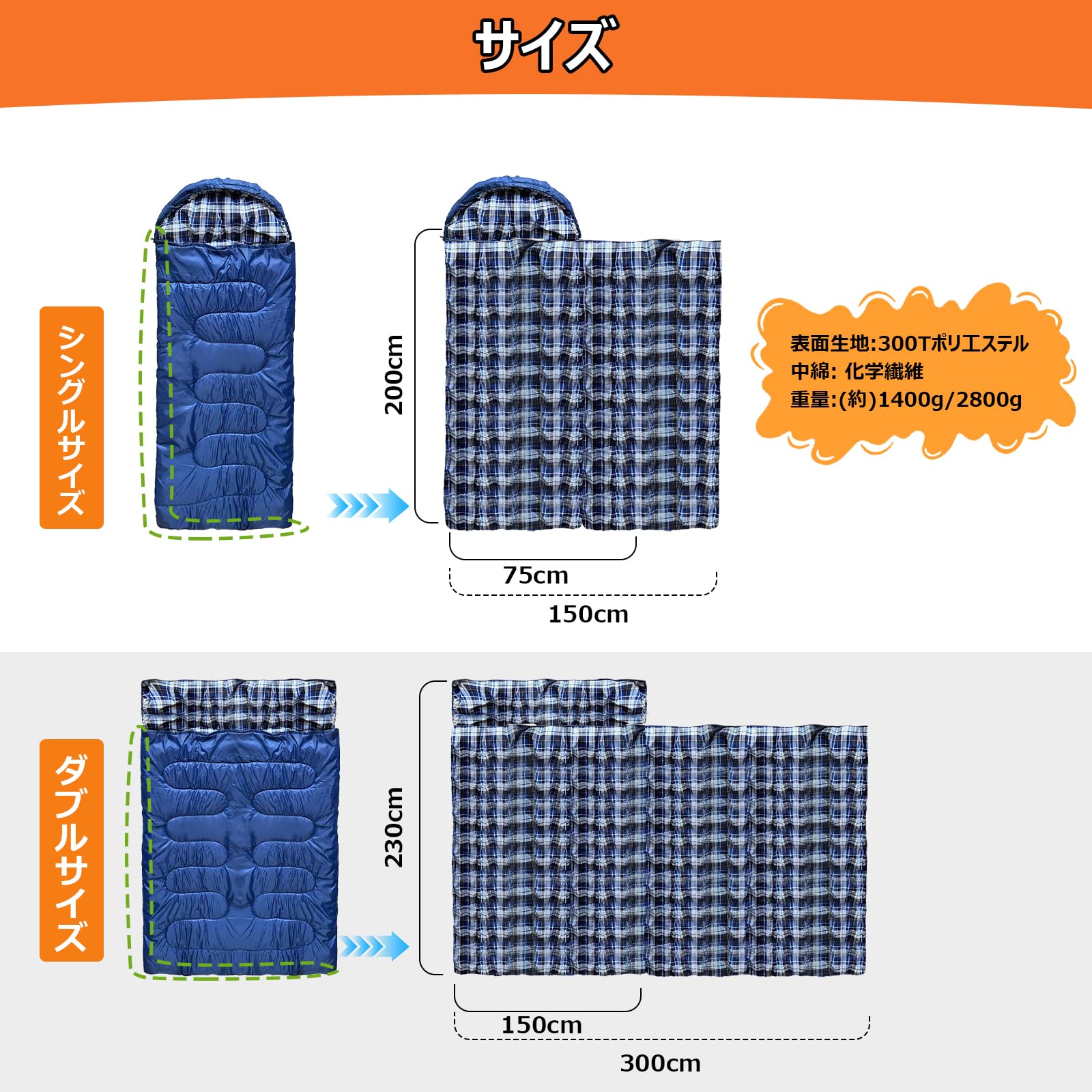 Amazon.co.jp: 【Amazon 限定ブランド】寝袋 オールシーズン シュラフ