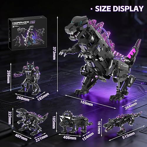 Vista 2 de Juegos de bloques de construcción 5 en 1 STEM Robot App y Control Remoto Kits robóticos 5 en 1 Tiranosaurio Rex/Triceratops/Monster/Cocodrilo/Robot