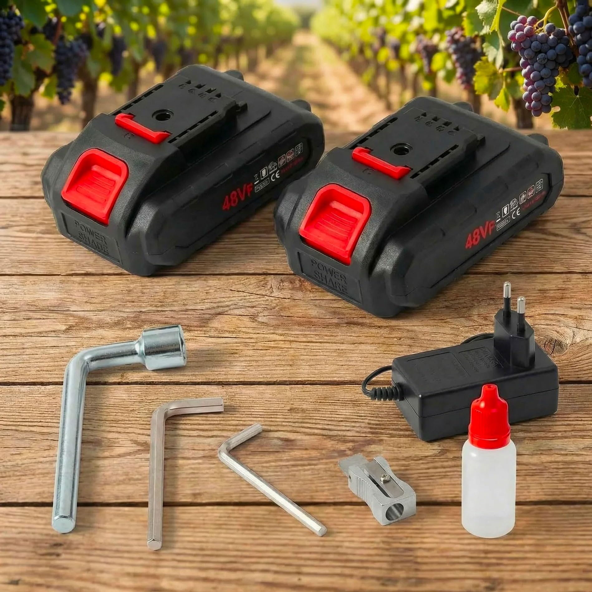 081 Store - Forbice Potatura con 2 Batterie da 48V 2 Lama di ricambio e Comoda Valigetta, Cesoia a Batteria Professionale Cesoie Elettriche portatile, Lavora ininterrottamente 6/7 ore