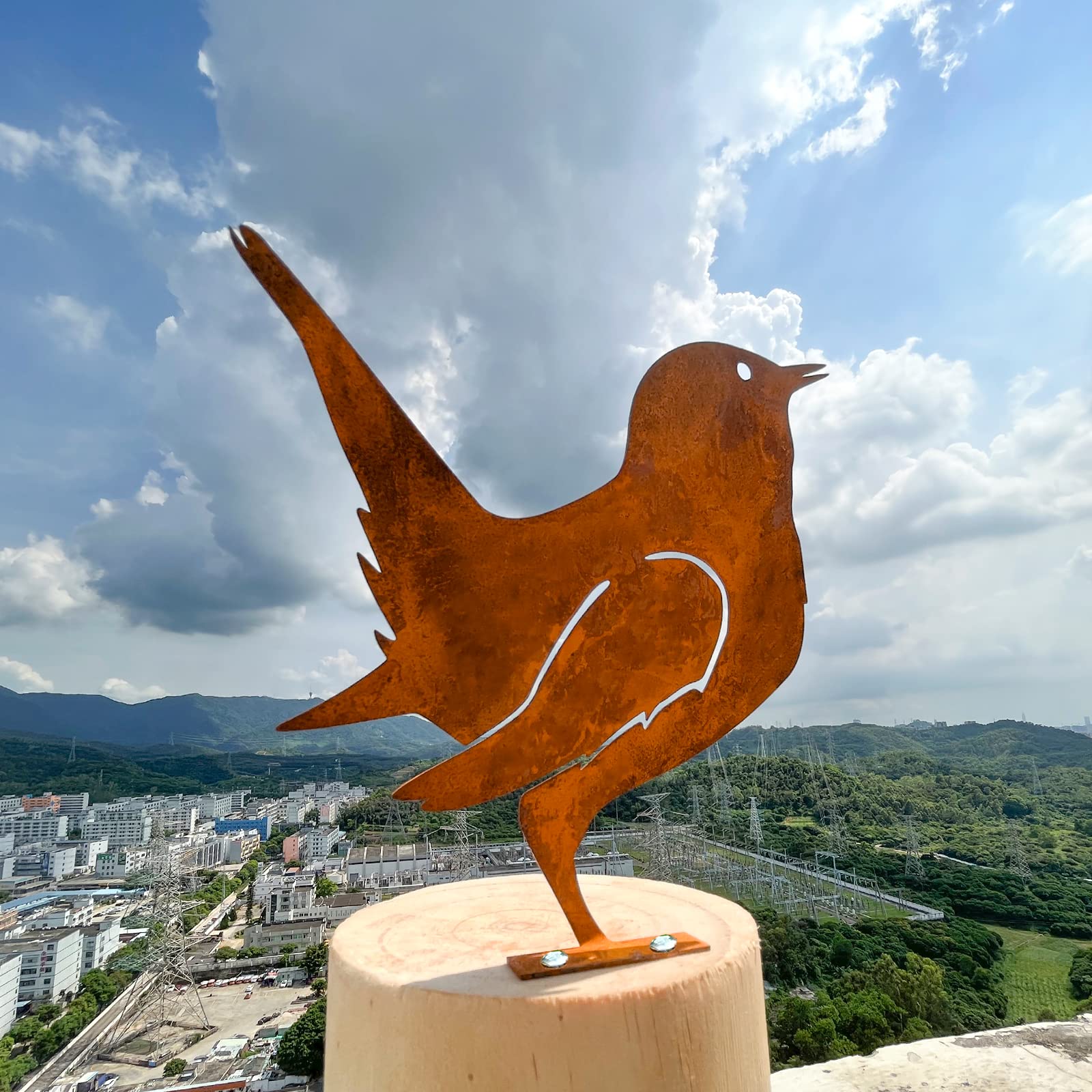 Micro Traders 4 Piezas De Metal Oxidado, Pájaros, Decoración De Pájaros Oxidados, Simulación De Metal Para Adornos De Jardín, Decoración Del Hogar, Silueta Al Aire Libre