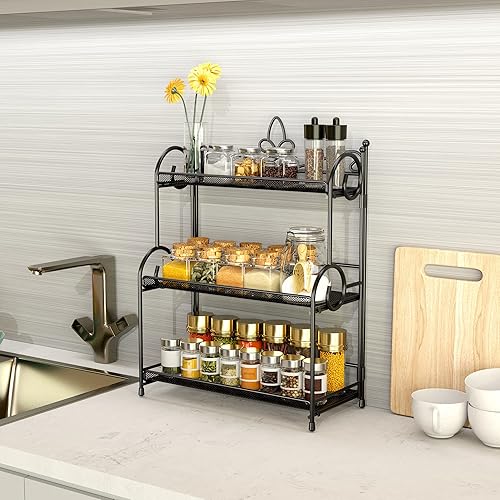 Miniatura 3 de Organizador de baño para encimera, organizador de especias de 3 niveles, organización de mostrador y almacenamiento para baño, cocina, dormitorio