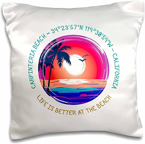 3dRose Carpinteria Beach, California. Life is better at the beach gift - Pillow Cases (pc-361787-1)