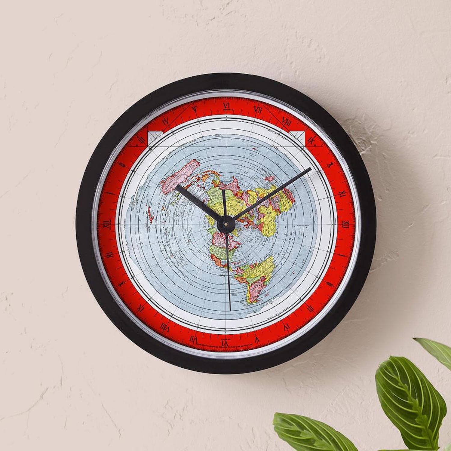 CafePress Air Age Flat Earth Map Circle 10" Wall Clock for Livingroom, Kitchen, or Office