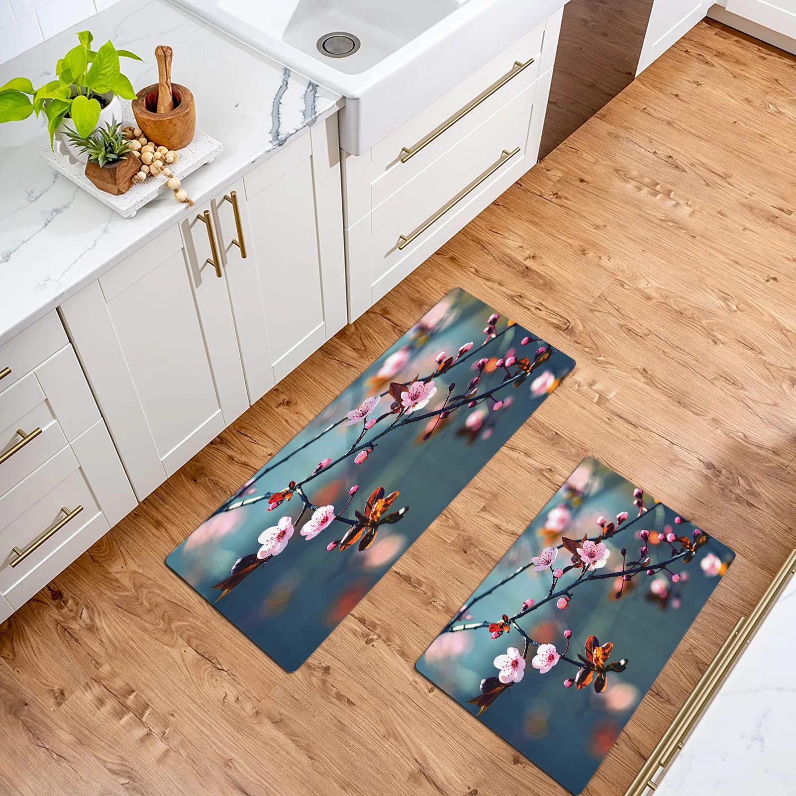 Tapis Cuisine Devant Evier Floral Fleurs De Cerisier Tapis De