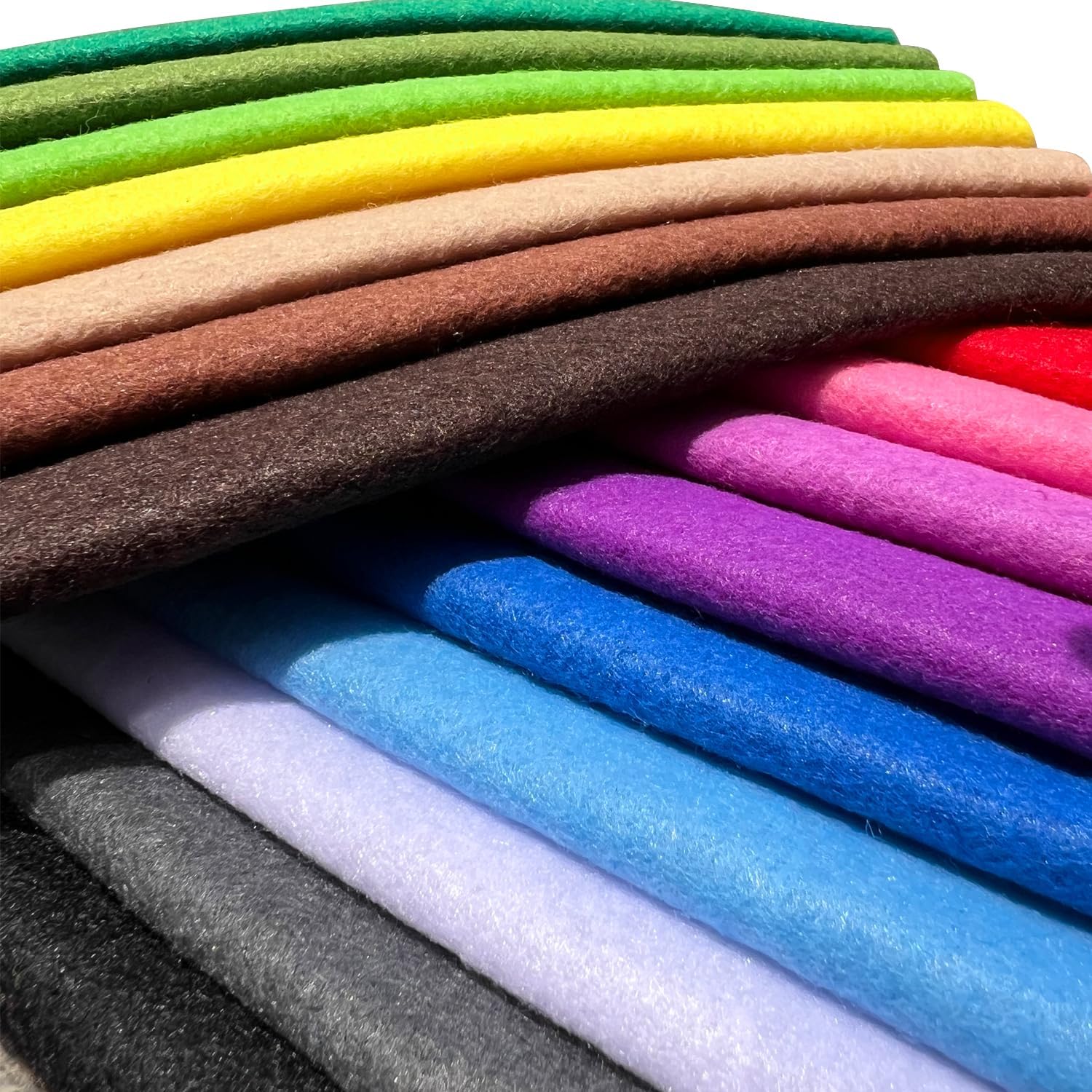 flic-flac Soft Felt Fabric Sheets 16 Pcs 1.4 mm Thick Assorted Colors Non-Woven for DIY Crafts Sewing Patchwork (23.6 x 23.6 inches / 60cm x 60cm)