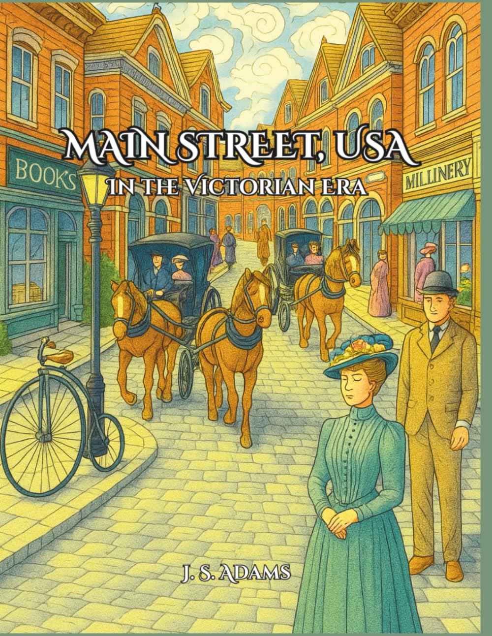 Main Street, USA in the Victorian Era: A Nostalgic Coloring Journey Through Vintage Shops and Small-Town America