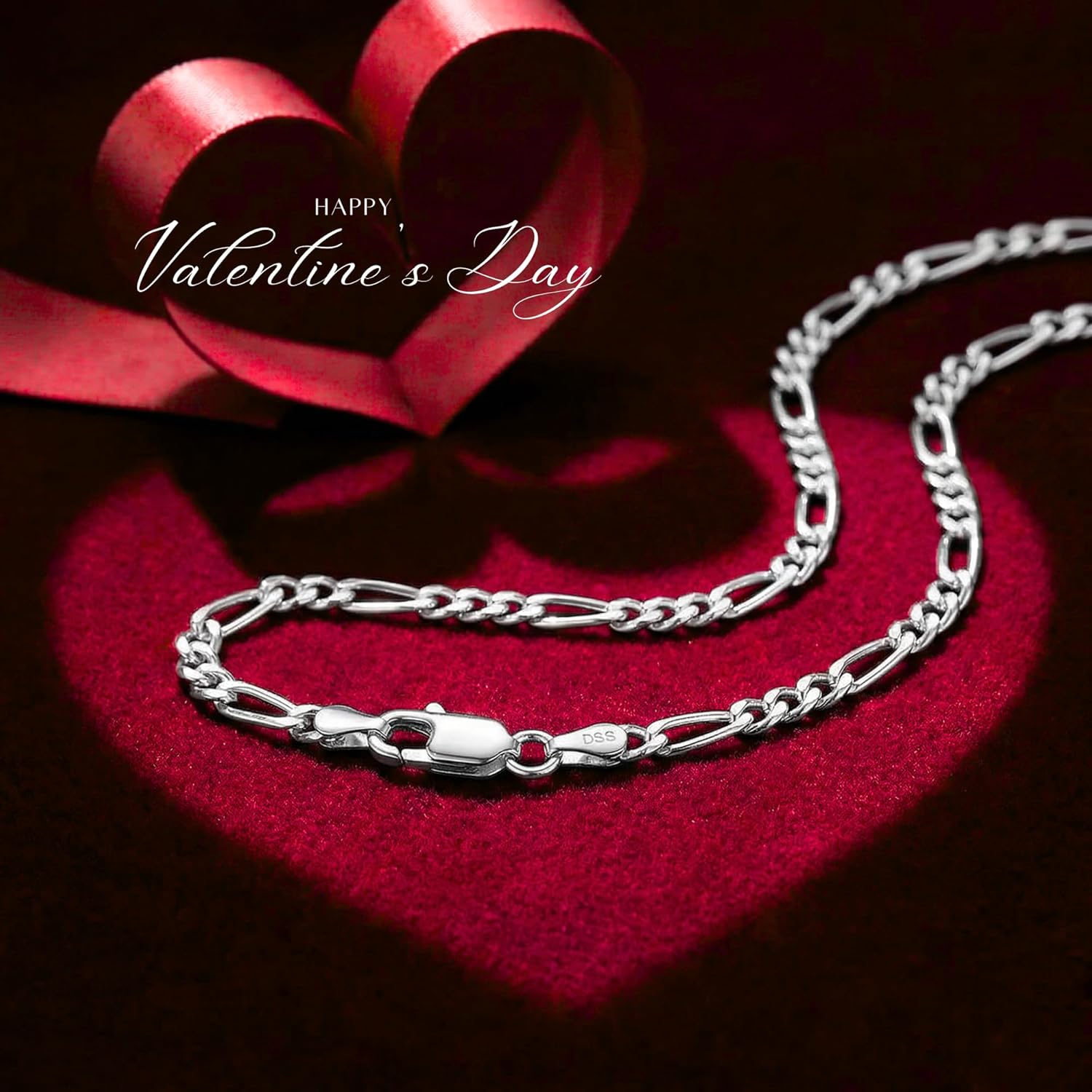 DSS 925 Sterling Silver Necklace for Women, Figaro Chain 3mm, Lobster Claw Clasps, Sterling Silver Chain, Italian Jewelry for Women, 16in - 30in - Image 6